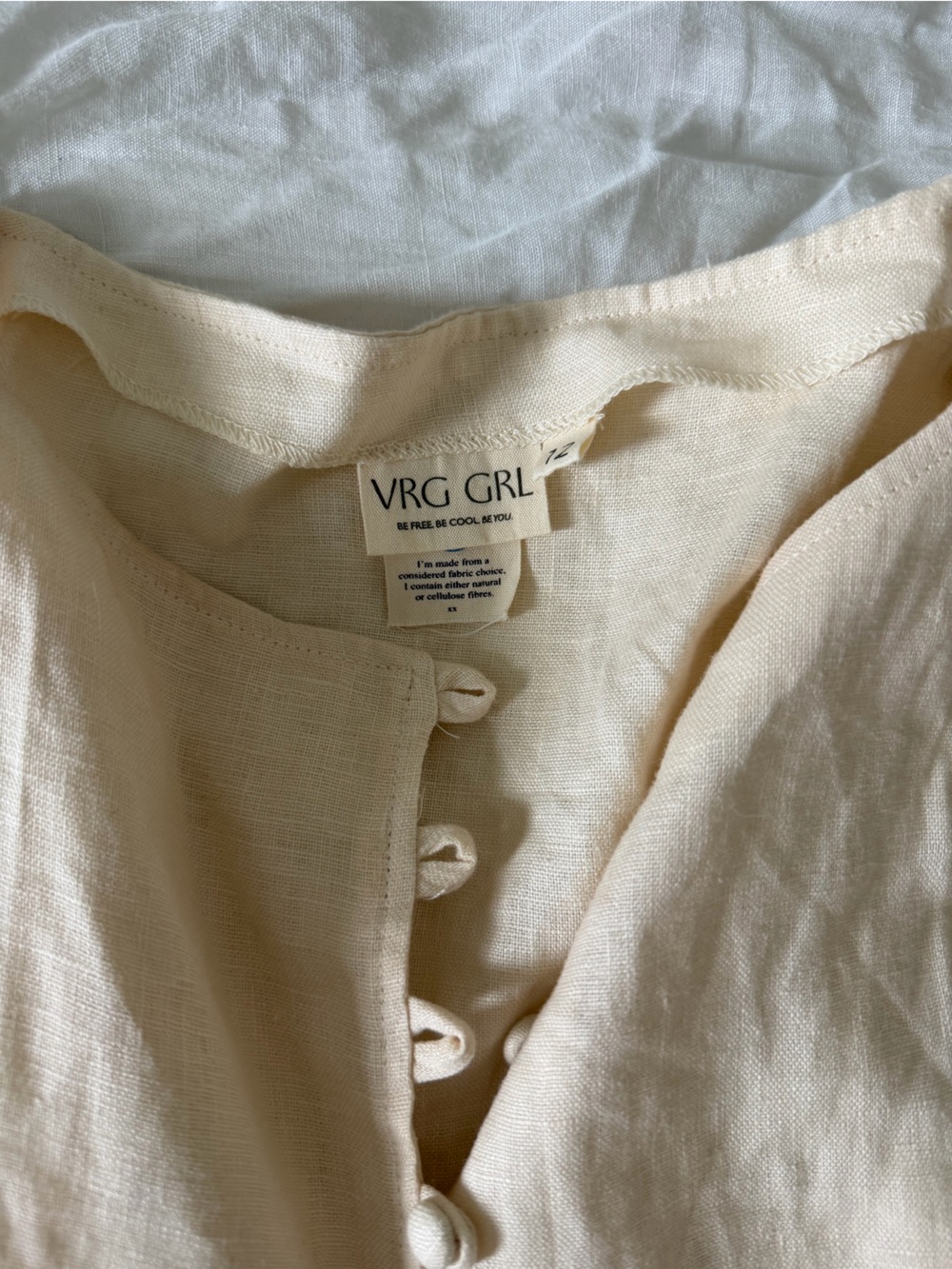 Women’s Cream Linen Button-Front Bustier - Picture 2 of 3